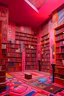 Placeholder: A pink library filled with mind controlled books designed in Navajo yarn painted by Wassily Kandinsky