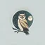 Placeholder: Owl + moon. Logo design minimalist. Soft colors. Dark. Sketch In the style of russian constructivism