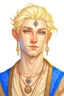 Placeholder: a wealthy half-elf man with pointy ears and blue eyes, wears lots of jewelry, blonde hair, 30s, buff