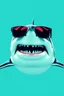 Placeholder: shark with sunglasses in the style of warhol