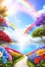 Placeholder: rainbow, colors, very beautiful, ,flowers garden,paradisiac angels