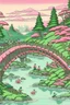 Placeholder: A light pink mystical candy bridge painted by Utagawa Hiroshige