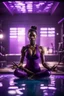 Placeholder: portrait of dark female yoga diver in purple pool in fallout 4 setting, bokeh, downlight, prize winning, depth of field, in the style of ivo caprino, downlight, furry chair, backlight, aura