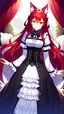 Placeholder: ((Fox Girl)) (((Identical Twin sisters))) (Elegant Gothic Lolita Dress) (Red Hair) (Green Eyes) (Fox Ears) (Fox Tail) Frills Bows Corset