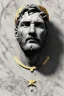 Placeholder: Ultra Realistic image, Roman sculpture bust, clean white marble material, Lionel Messi, gold Laurel leaves wreath, renaissance ornaments, one gold star, blue sky background, waist up portrait, epic, cinematic lighting, god light, 4k resolution, smooth details, ornate details, soft lighting, unreal engine 5, art station, substance 3d, art concept.