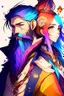 Placeholder: anime couple, mage, colorful, man with beard