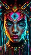 Placeholder: Tribe Glitcher Art, surreal tribal portrait with digital glitch distortion, neon war paint, cybernetic tattoos, futuristic ornaments, pixel fragments, holographic tribal energy, spiritual digital chaos, vibrant colors, surreal futuristic art.