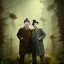 Placeholder: stan and ollie Mystery,Ambiance dramatique, art background, dramatic lighting, volumetric lighting, hyperrealisme, 8k, high quality, lot of details, fit within portrait