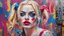 Placeholder: Suicide Squad Harley Quinn Margot Elise Robbie Pop Art psychology oil paiting In depth psychology display Roy Fox Lichtenstein style, dream, symptom, image in the background in the city artgerm display Gustav Klimt style artgerm display in the Barcelona the 2024th century oil paiting. and the city itself seemed like a big illusion, full of light and shadows. Barcelona city the 2024th century