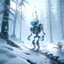 Placeholder: pixie robot skiing in snowy misty forest, 8k, down-light, soft light, depth of field, photo realism, trending on art station, high detail