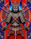 Placeholder: Samurai man intricate ink art hyper-detailed full frontal view maximalist red blue 4k