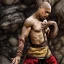 Placeholder: Fantasy,the rock as shaolin monk, heroic, award winning, insanely detailed, sunlit, realistic, meditating,acrylic paint, 8k resolution, hdr