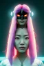 Placeholder: portrait, Asian cyborg woman, samurai warrior :: symmetry photography, cyberpunk style, cyborg eyes, pink hair :: wires connect, perfect eyes, samurai helmet, tiger mask, black samurai army, katana, ghost in the shell, pink, white, black, glow eyes, cinematic, Ultra realistic, dark scene, soft color, highly detailed, unreal engine 5, RTX, ultra detail, 3d, finely drawn, high definition.