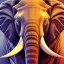 Placeholder: Elephant head portrait, bright colors, splash paint, centered, detail, 8k resolution