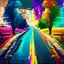 Placeholder: two roads diverged , art, acrilyc colors, bright, masterpiece, realistic