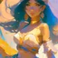 Placeholder: cute anime disney princess jasmine, key visual, glamour,sceane from princess mononoke movie, cute anime girl, dynamic pose, anime digital painting by loish + rossdraws + Pino Daeni, brush strokes, painterly, impressionist style, half painted, golden hour