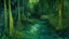 Placeholder: A bluish green spooky poisonous swamp in a jungle painted by Vincent van Gogh