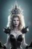 Placeholder: Kim Basinger as evil queen in black leather, busty, cleavage, curvy, angry, happy, stern look. character design by cory loftis, fenghua zhong, ryohei hase, ismail inceoglu and ruan jia. unreal engine 5, artistic lighting, highly detailed, photorealistic, fantasy