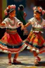 Placeholder: 2 maxican childeren dancing traditional clothes painting neoclassism in a traditional