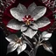 Placeholder: award winning photograph of a Stunning filigree METAL Orchid with reflective metal white-silver petals and platinum metal leaves, dramatic crushed dark red velvet backdrop, perfect showroom lighting, cinematic shot fitting of a jewelry magazine, dark space sky, intricate mech details, ground level shot, 64K resolution, Cinema 4D, Behance HD, polished metal, ultra maxamalism