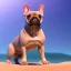 Placeholder: detailed illustration of a french bulldog muscles standing on the sand, french bulldog wallpaper, luminous body, sparkling body, full body, symmetrical body, realistic, luminous body, clear focus, carefully detailed, soft evening sky, muscular body, hulk body, a lot of muscles on the body, realistic body, beautiful dog, art picture, high resolution, powerful dog, chain around the neck, lots of muscles on the dog body, french bulldog in muscles, bodybuilder, muscles, 64k