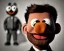 Placeholder: Room scene, muppet head with realistic body detective man, real photo, concept art, retro style, smooth, unreal engine 5, god lights, ray tracing, RTX, lumen lighting, ultra detail, volumetric lighting, 3d.