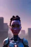 Placeholder: portrait,beautiful african robot, post-apocalyptic in a cyberpunk city, realistic, intriacte detail, sci-fi fantasy style, volumetric lighting, particales,highly detailed,cinamatic, deep colour,8k