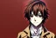 Placeholder: Detailed pretty anime boy, brown hair with blonde strips, keep head in frame, headshot, glaring, brown eyes, covered in bandages, looking serious, illustration, digital painting, only one character, color scheme red, wearing many bandages, Osamu Dazai inspired, anime inspired, manga, dazai, red hair, Chuuya, pretty, scruffy, angry, brooding, manga inspired, small nose, long lower eyelashes, handsome, widows peak, headshot, glaring, cute, wearing a bandage on neck, small nose, scruffy hair