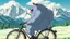 Placeholder: Yeti riding a bicycle, fun, family, award winning, Alberta, rocky mountains