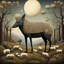 Placeholder: Abstract surreal art, by Jack Yerka and Colin McCahon and Victor Pasmore and Gabriel Pacheco, nostalgic long limbed wolf in sheeps clothing, hypocrisy of fairy tales, geometric shapes, braille glyph textures