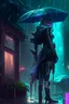 Placeholder: Set from league of legends in style cyberpunk in the rain