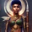 Placeholder: fantasy setting, woman, dark-skinned, indian, ranger, 23 years old, one side shaved, half-hawk haircut, undercut