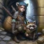 Placeholder: Kelee, halfling ranger who roams the sewers of the city with her racoon companion, Templeton