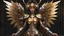 Placeholder: Lady Angel cyborg straddle wings, detailed, intricate,gears cogs cables wires circuits, gold silver chrome copper
