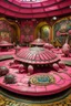 Placeholder: A pink cybernetic realm with pixie turtles designed in Kuna molas painted by Salvador Dali