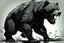 Placeholder: Bear, black liquid, full body, attacking, profile ,comic book, gray background,