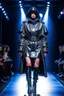 Placeholder: Kryptonian on a fashion runway invernal cyberpunk clothes style without cape