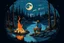 Placeholder: wikinger real lagerfeuer fluss wald sommer mond