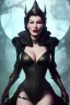 Placeholder: Ava Gardner as evil queen in black leather, busty, cleavage, curvy, angry, stern look. character design by cory loftis, fenghua zhong, ryohei hase, ismail inceoglu and ruan jia. unreal engine 5, artistic lighting, highly detailed, photorealistic, fantasy