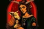 Placeholder: baphomet, attractive woman with head of a goat, holding a human baby, mary mother of jesus composition