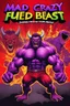 Placeholder: mad crazy wild super head fuked title with movie poster title:Austin super beast, monster full body muscles more angry and more 90s style, angry fast, extreme, wild, so so angry, tough sexy red and purple background with 90s style slashes