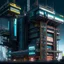 Placeholder: cyberpunk retro futuristic construction sight with crains for comics
