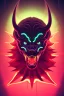 Placeholder: fanged demon,neon color scheme, high key lighting, volumetric light high details psychedelic background