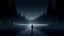 Placeholder: young man,dark winter night,fir forrest scenery,a small city,mist,forest,night,snow,fir tree,night ,stars,city lights on a distance,cloud,frozen lake reflections,,dramatic scene,photorealistic