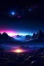 Placeholder: Background: An otherworldly planet, bathed in the cold glow of distant stars. The landscape is desolate and dark, with jagged mountain peaks rising from the frozen ground. The sky is filled with swirling alien constellations, adding an air of mystery and intrigue.