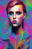 Placeholder: Danish singer MØ face, Abstract Expressionism, neon tones,