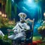 Placeholder: portrait of macho army officer on a bar chair inside mushroom grove with huge fluffy space lama, 4 k, down-light, soft light, depth of field, photo realism, trending on art station, high detail, spray paint