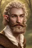 Placeholder: A realistic portrait of an Elven nobleman. He has salt and pepper hair and a mischievous smile. He has a curly mustache. He wears a flower boutonniere. There are autumn trees with falling leaves in the background.