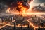 Placeholder: create a wildly imaginative otherworldly, chaotic total destruction of Los Angeles amidst a swirling firestorm from a super massive asteroid impact, highly detailed, digital composite, 8k,