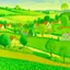 Placeholder: A lime green village near a field painted by Georges Seurat